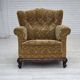 1950s, Danish relax armchair, furniture velour, carved oak wood.
