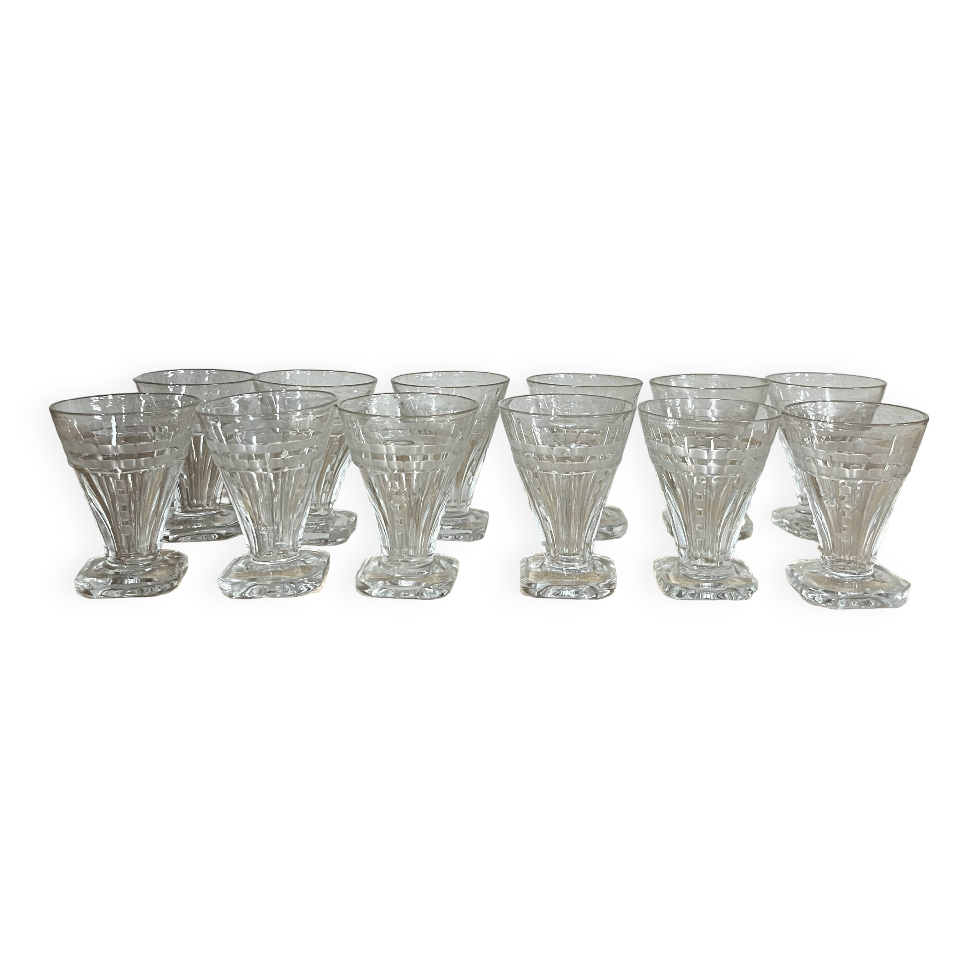12 Art Deco Crystal Liqueur or Aperitif Glasses