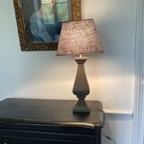 Turned wood lamp