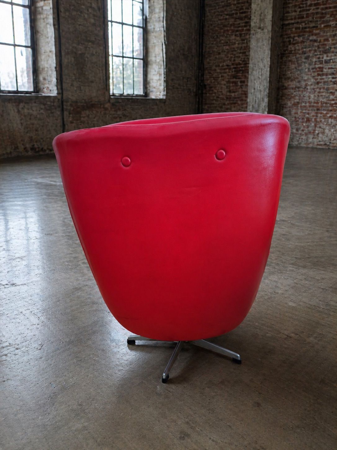 Pair of high-back swivel lounge chairs Scandinavian modern leather & aluminium by UP Závody Rousínov 1960s Czechoslovakia