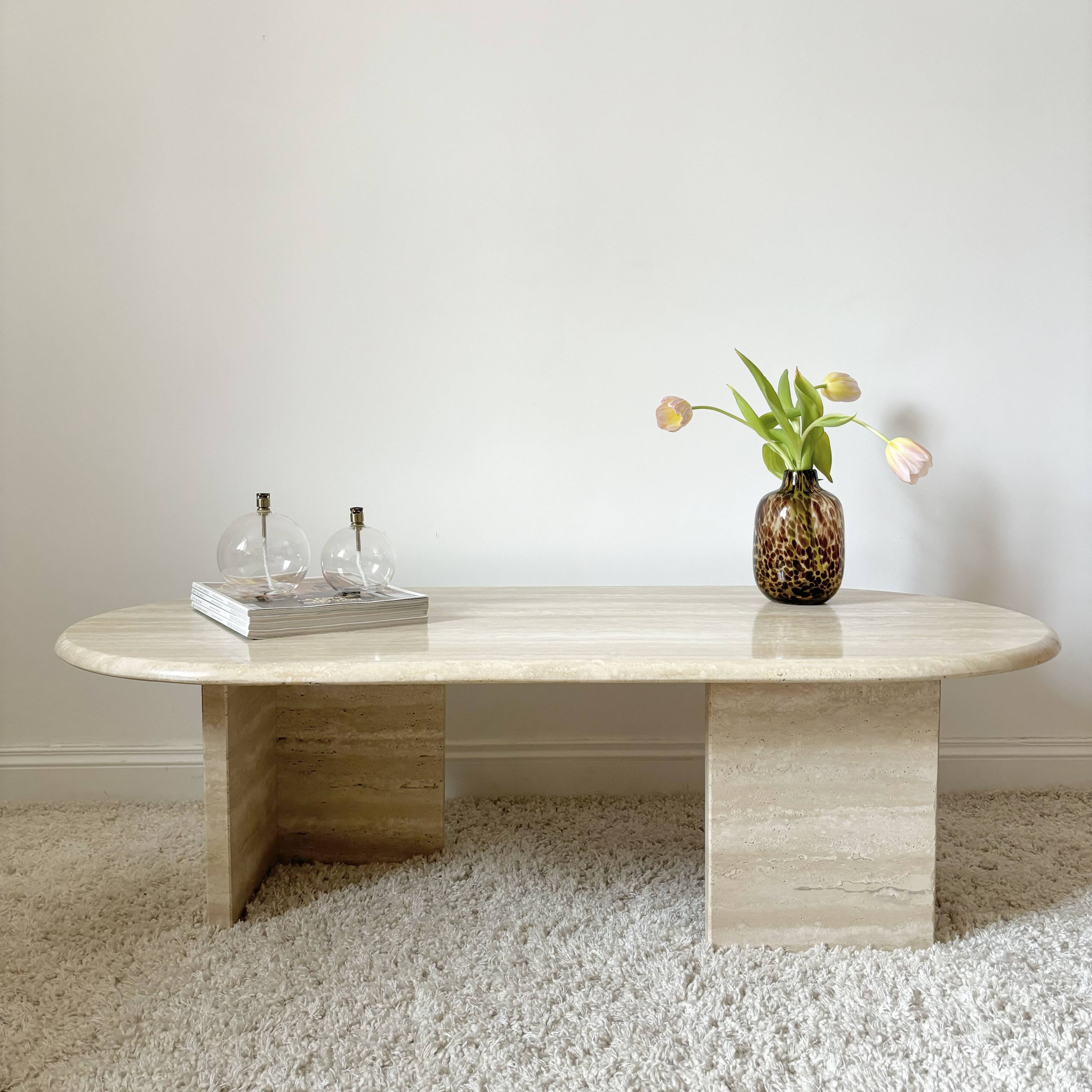Travertine coffee table