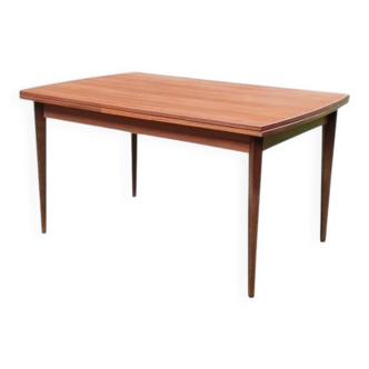 Vintage 1960s rectangular extendable Scandinavian dining table in teak.