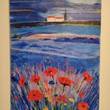 Blue poppy painting