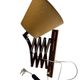 VINTAGE WOODEN WALL LAMP / SCISSOR LAMP WITH LAMPSHADE 'ARO LEUCHTEN'
