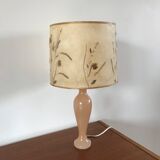 Pink alabaster lamp and dried flower lampshade 1970