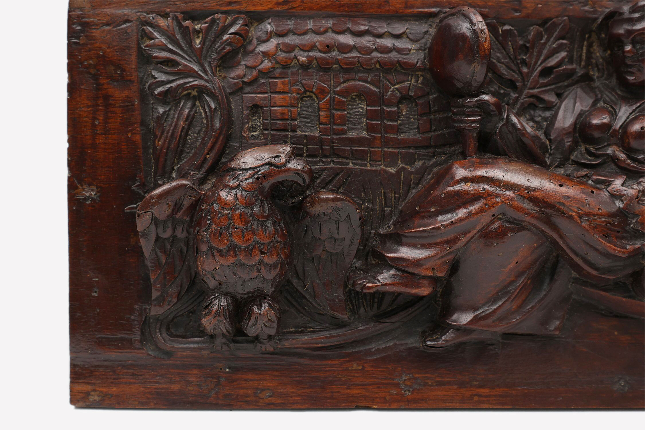 17th Century Gothic Hand Sculpted Oak Panel, Belgium