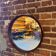 Vintage round teak mirror