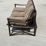 Vintage 3 seater bamboo sofa – bohemian / safari style with cushion