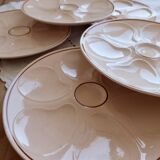 6 vintage pink oyster plates Longwy pottery