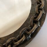 Miroir chaine brutaliste en fer battu 1960 h55cm