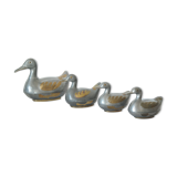 Set of vintage tin and brass duck boxes