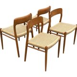 Set of 4 JL Moller model 75 chair by Niels Otto Moller Danish Design