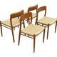 Set of 4 JL Moller model 75 chair by Niels Otto Moller Danish Design