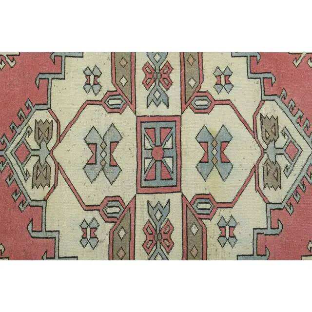 1970s vintage Turkish Oushak handmade wool cotton pink area rug 190x245