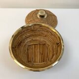 Vintage wicker and brass basket - 1970s