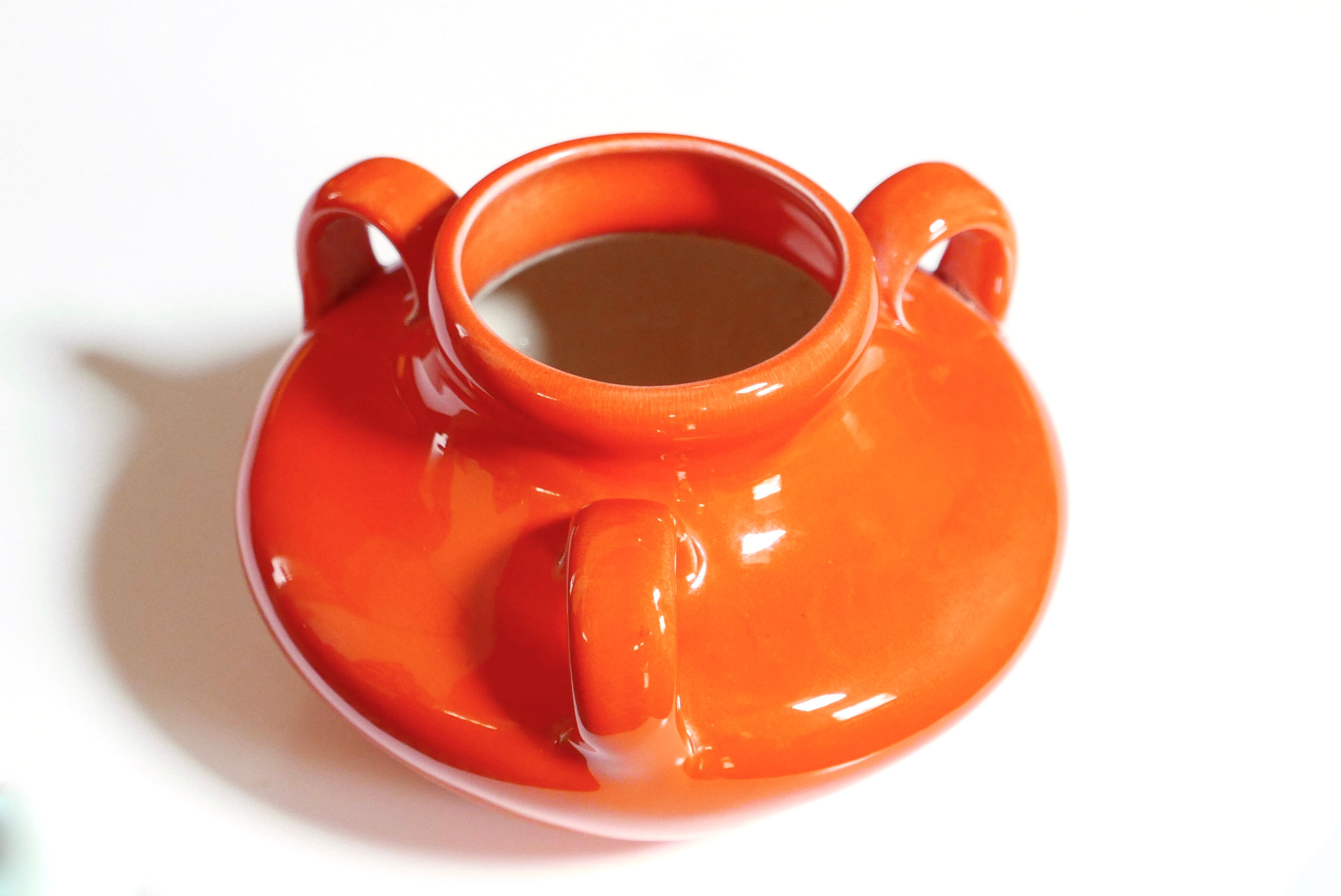 Max Idlas ceramic orange handle vase, 1960s