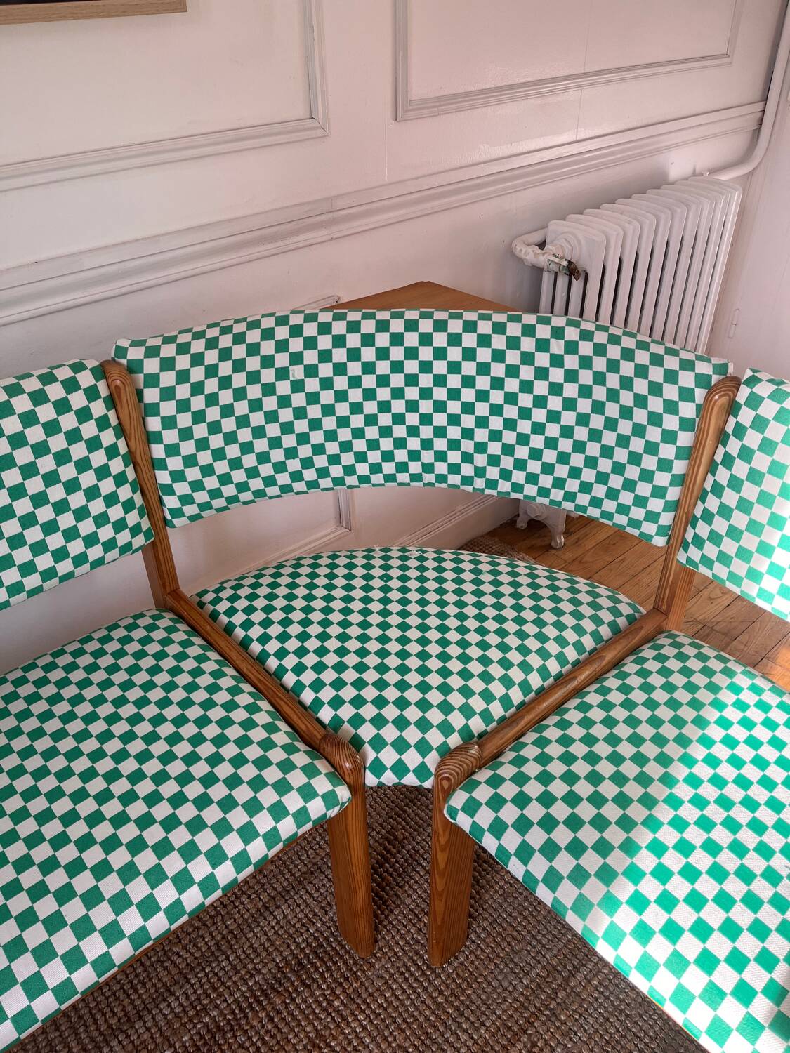 Vintage pine corner bench dining area