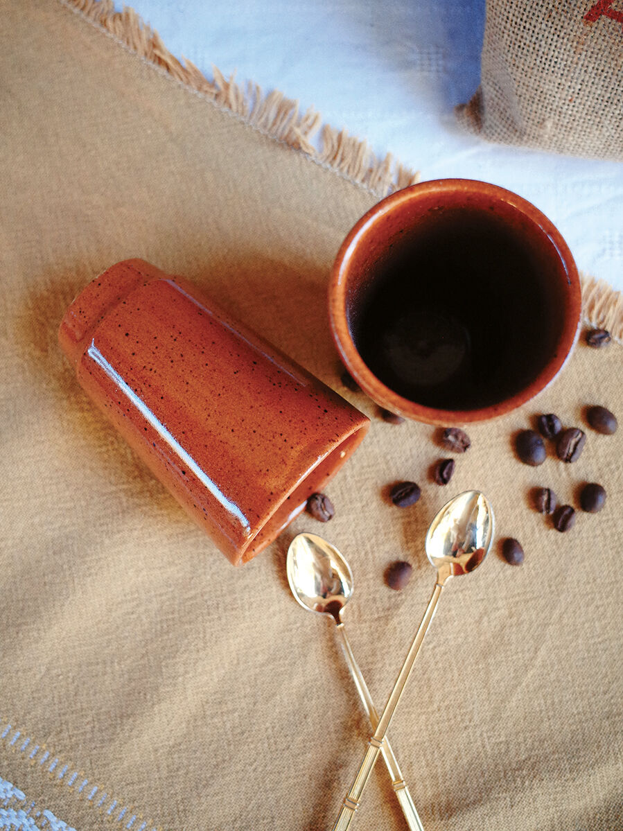 2 coffee cups / Mazagran in Digoin sandstone