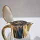 Carafe, transparent crystal, gilded brass, Germany, 1950s