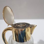 Carafe, cristal transparent, laiton doré, Allemagne, années 50