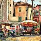 Tableau marché aux fleurs à Menton Henri Guillon