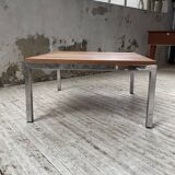 Modernist walnut and chrome coffee table