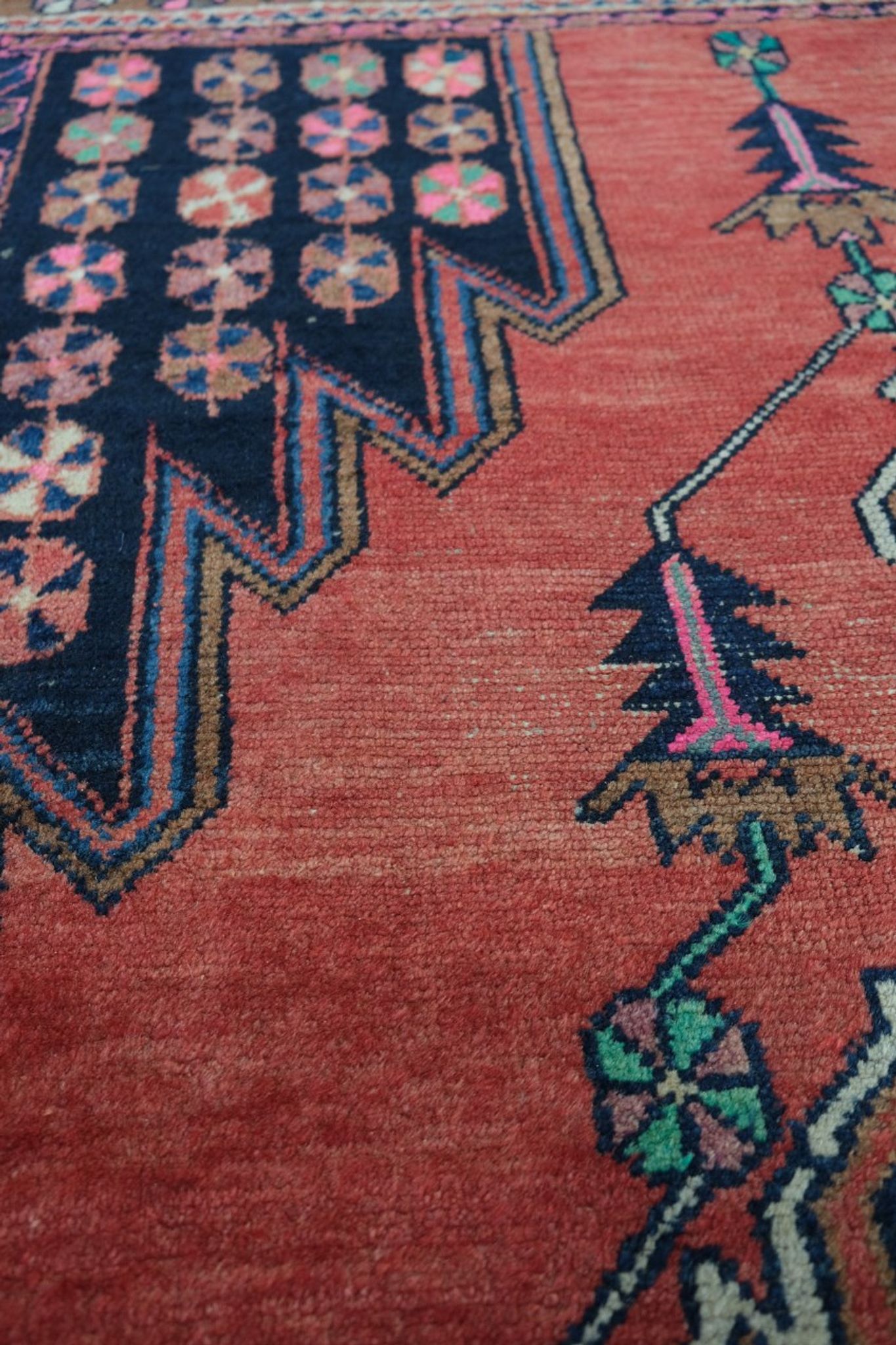 Tapis antique de maslaghan persan tissé à la main années 20 254x135cm
