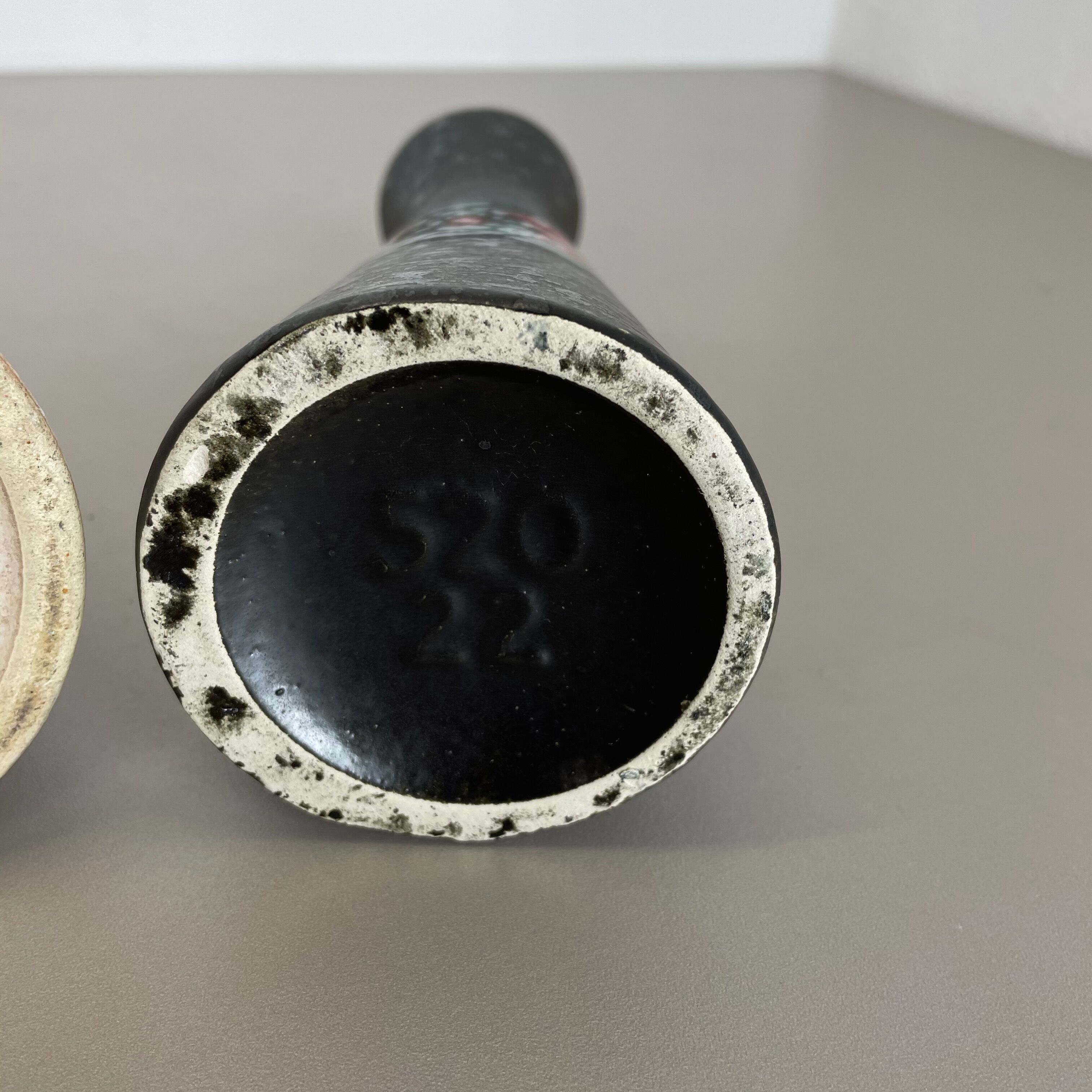 Set of Two Pottery Fat Lava Vases "Multi-Color" by Scheurich, Germany, 1970s