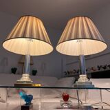 Paire de Lampes Chapman en Bronze et Cristal