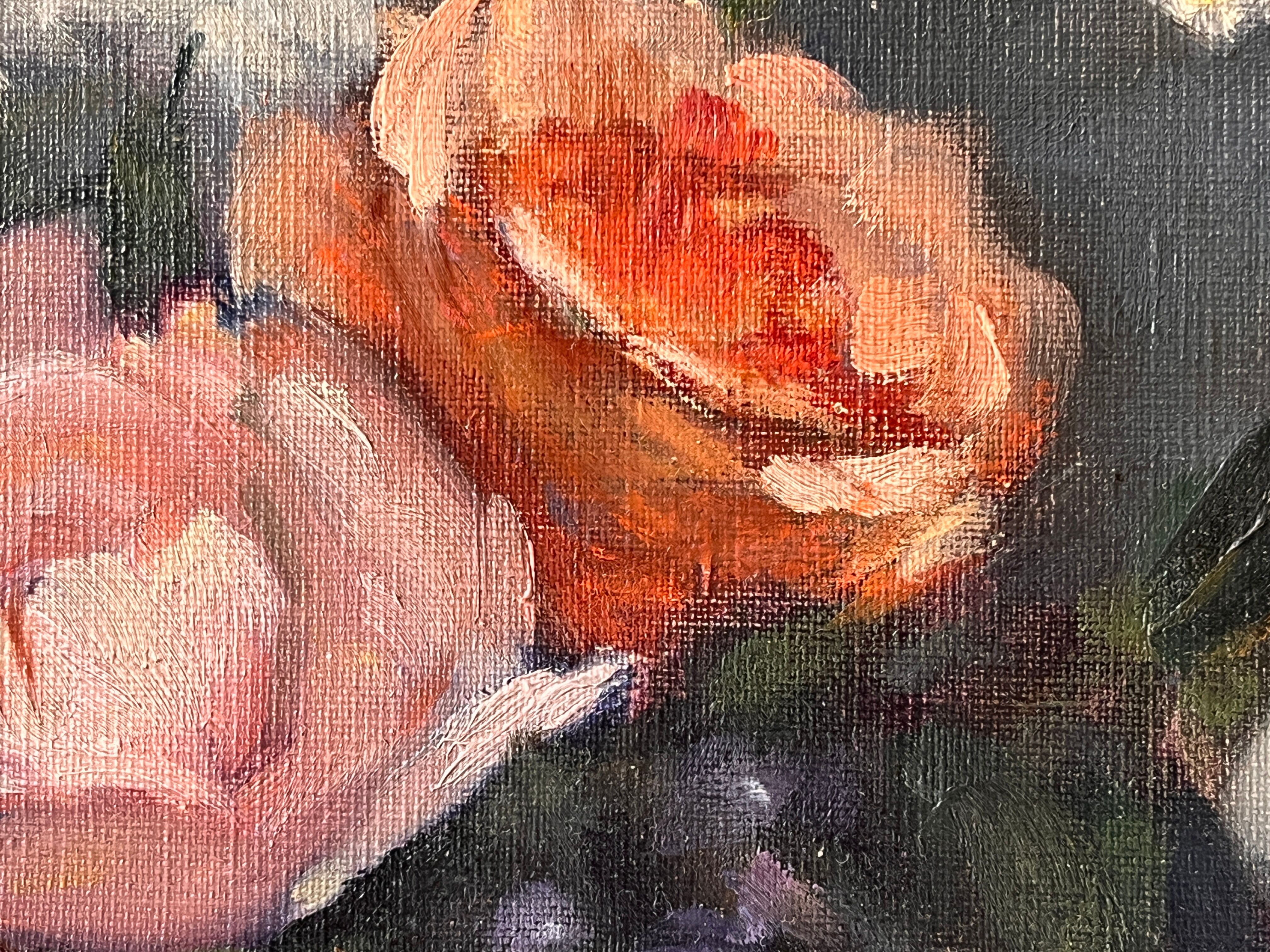Nature morte à l'huile sur toile "le bouquet de roses" 1930, tableau ancien