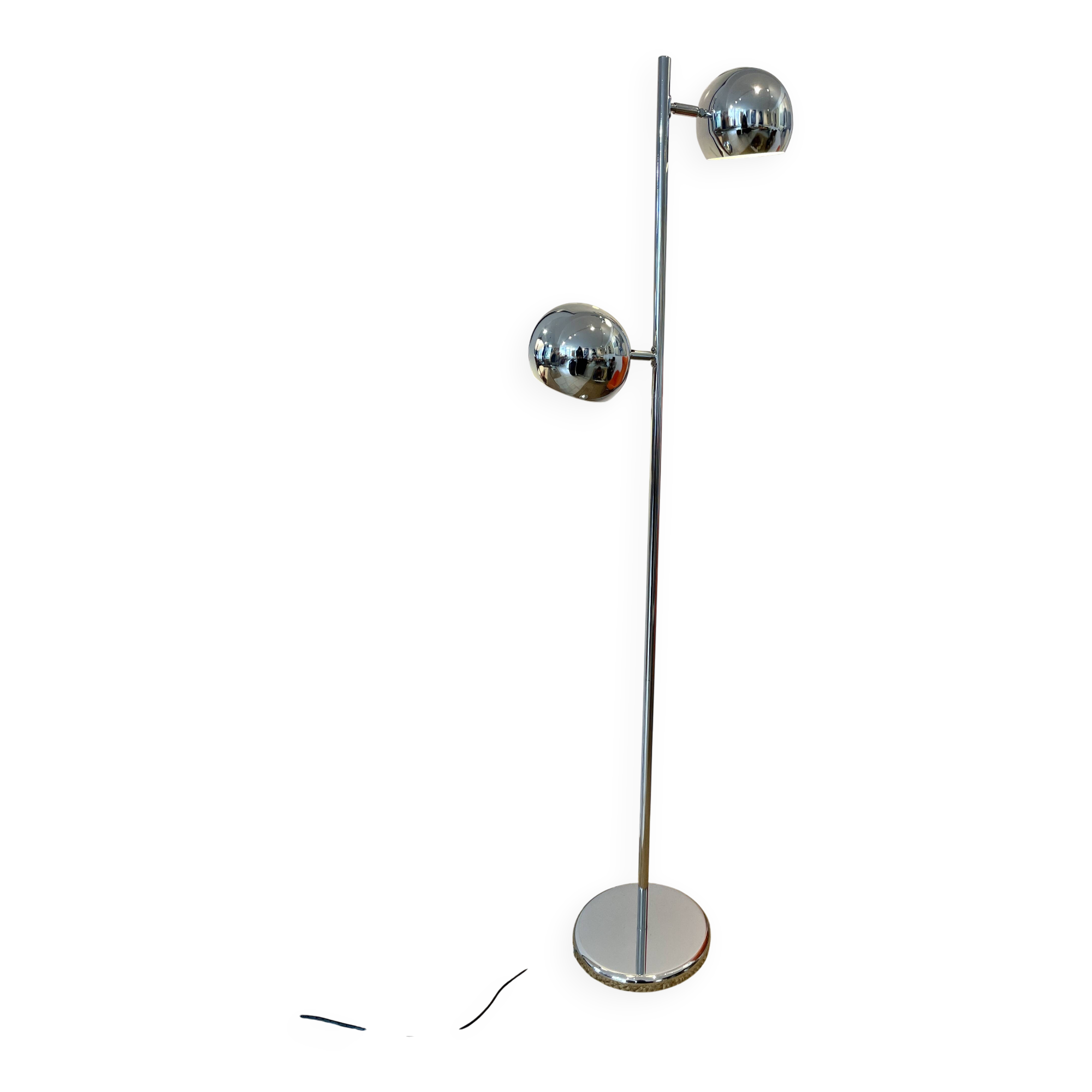 2-light eyeball floor lamp in chrome