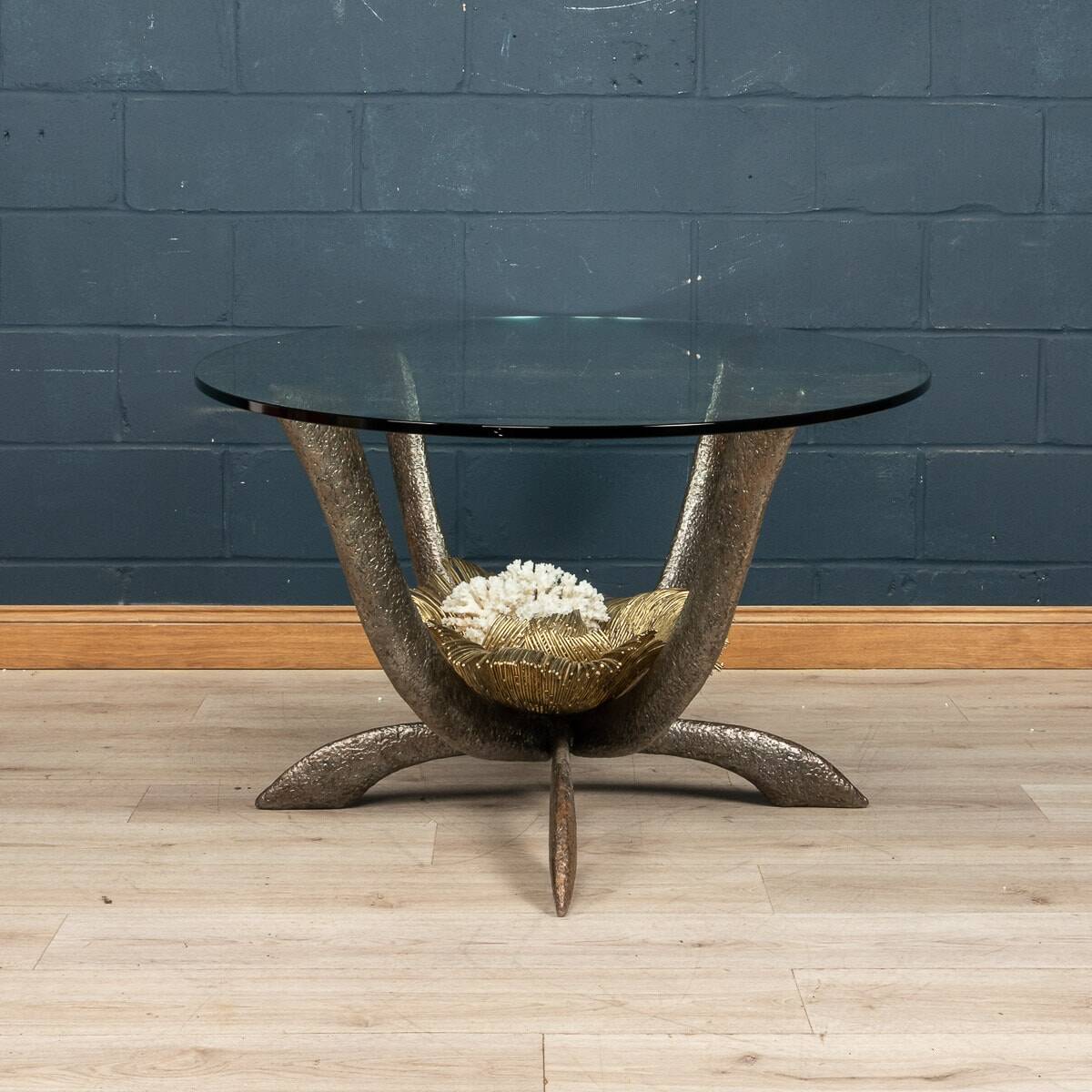 Rare 20thc french dining table by jacques duval brasseur, france c.1970