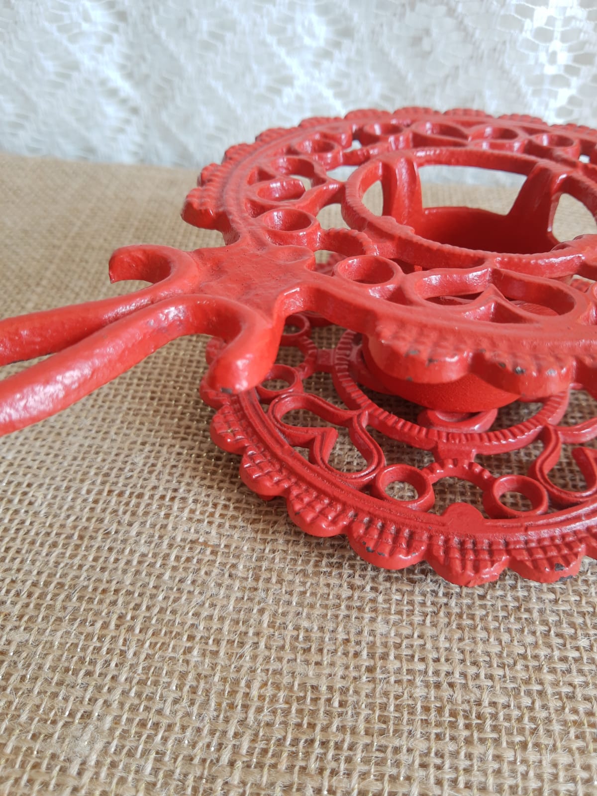 iron candle holder vintage red cellar rat