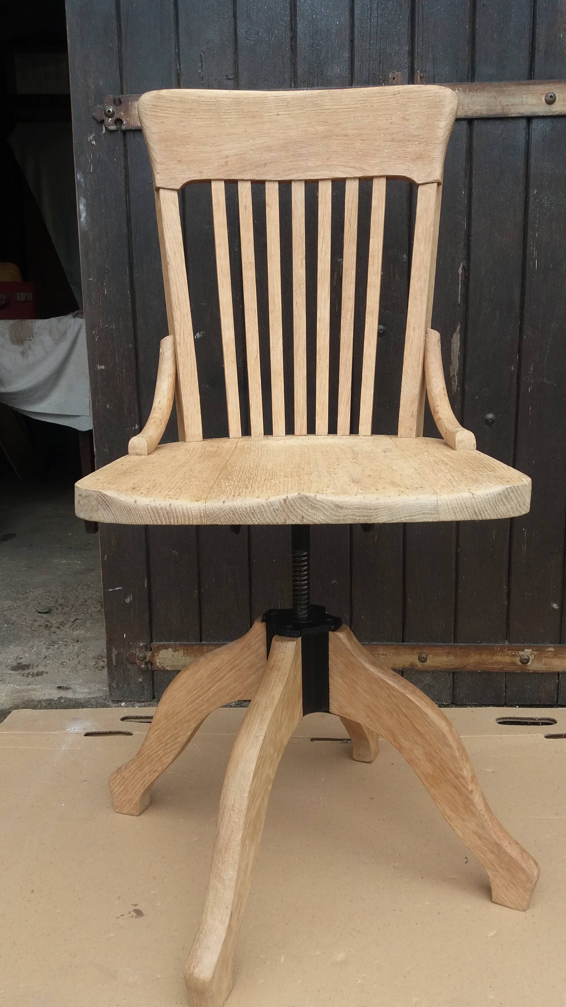 Solid oak swivel office chair