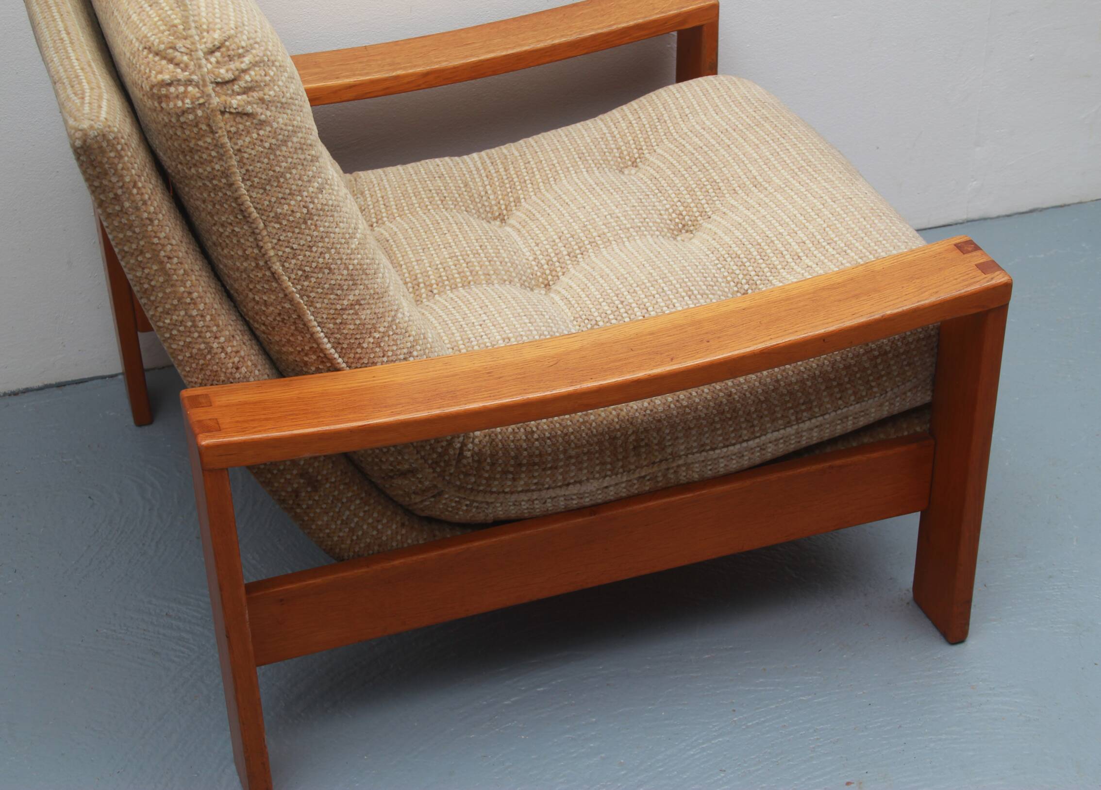 1970s armchair beige in oak
