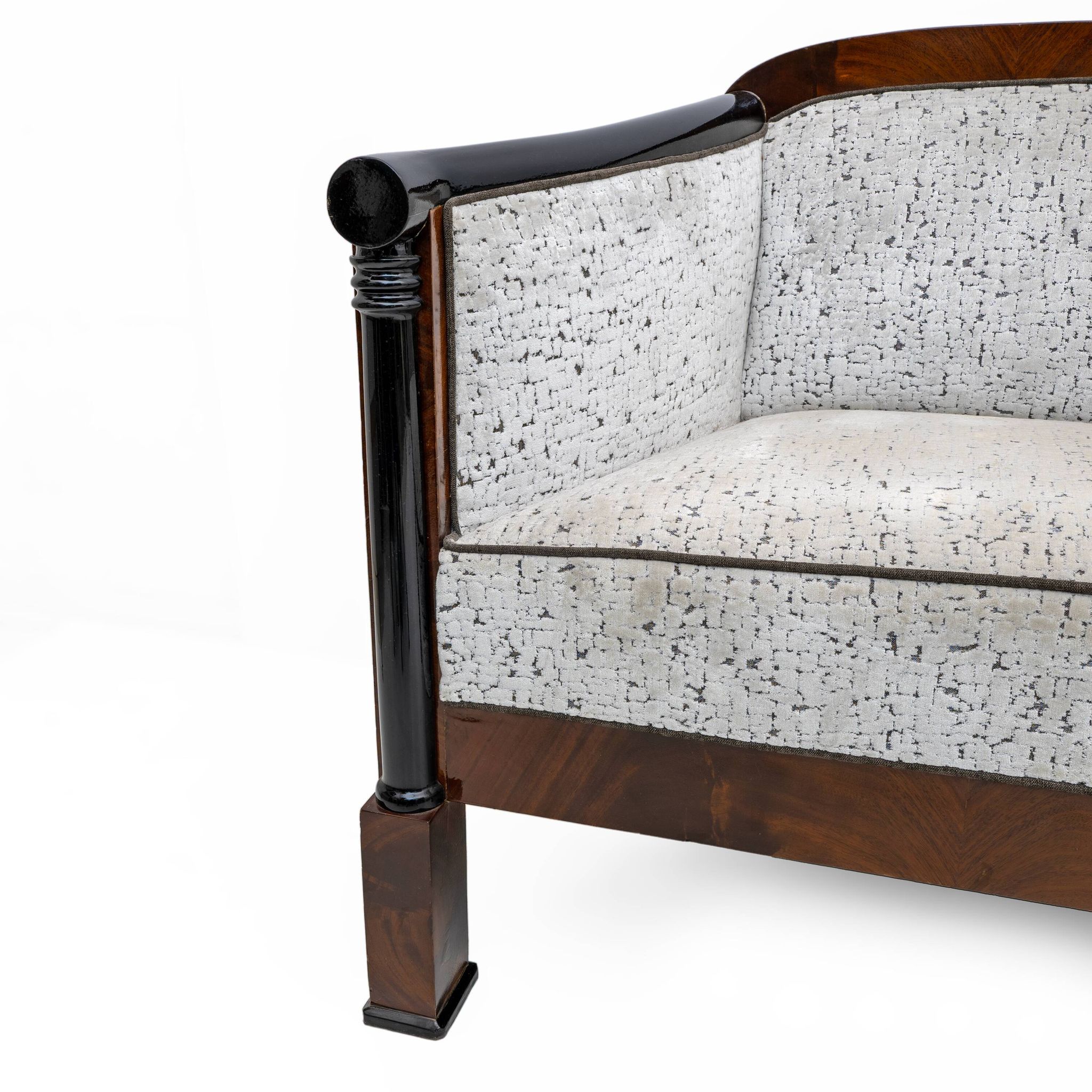 19th Century Biedermeier Mahogany Feather Two Armchairs and Sofa, Vienna