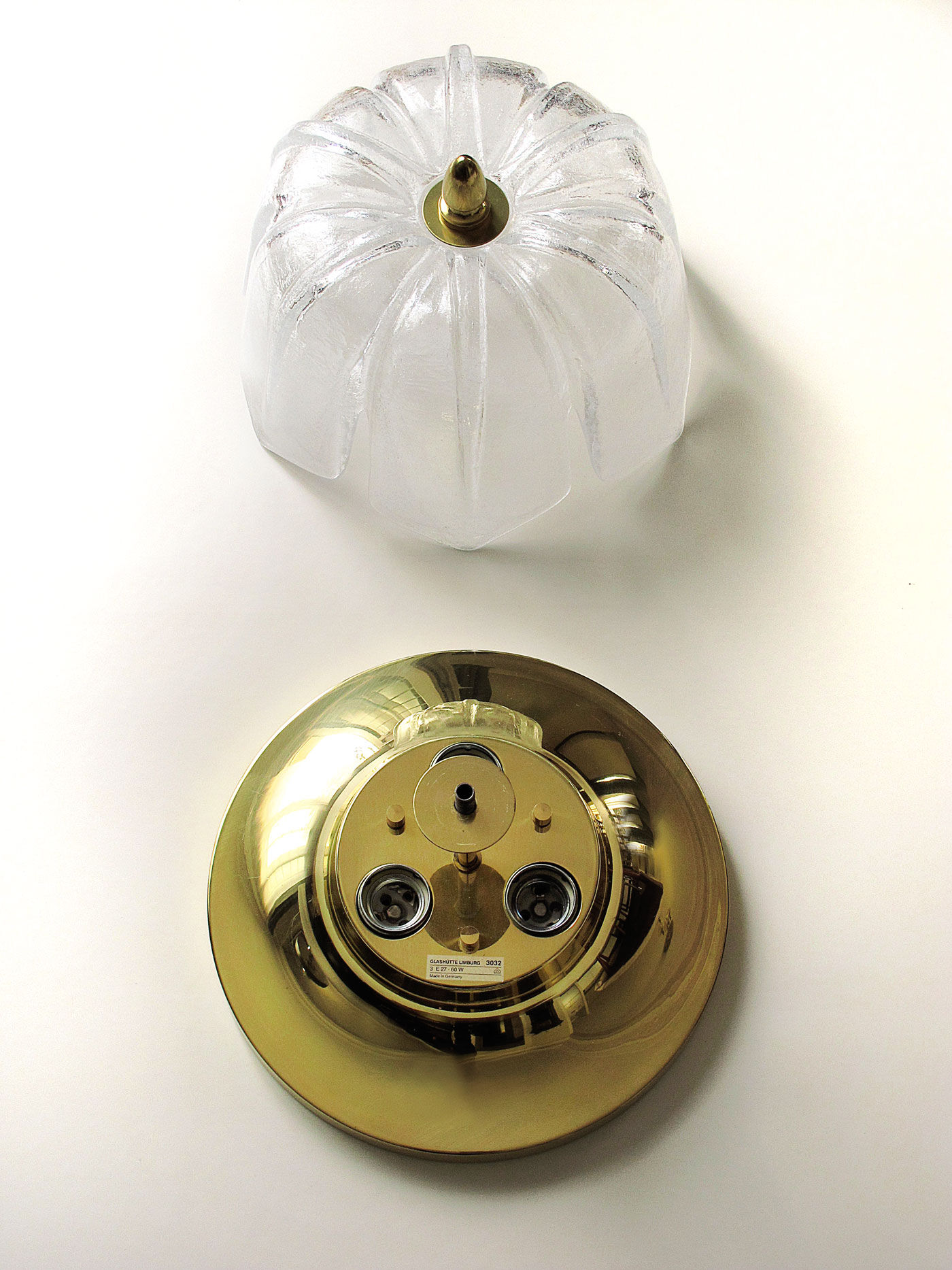Brass ceiling light and Murano glass. GLASH-TTE LIMBURG. 1970