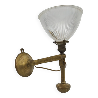 Ancienne Applique de coursive Lampe Marine à balancier tulipe holophane