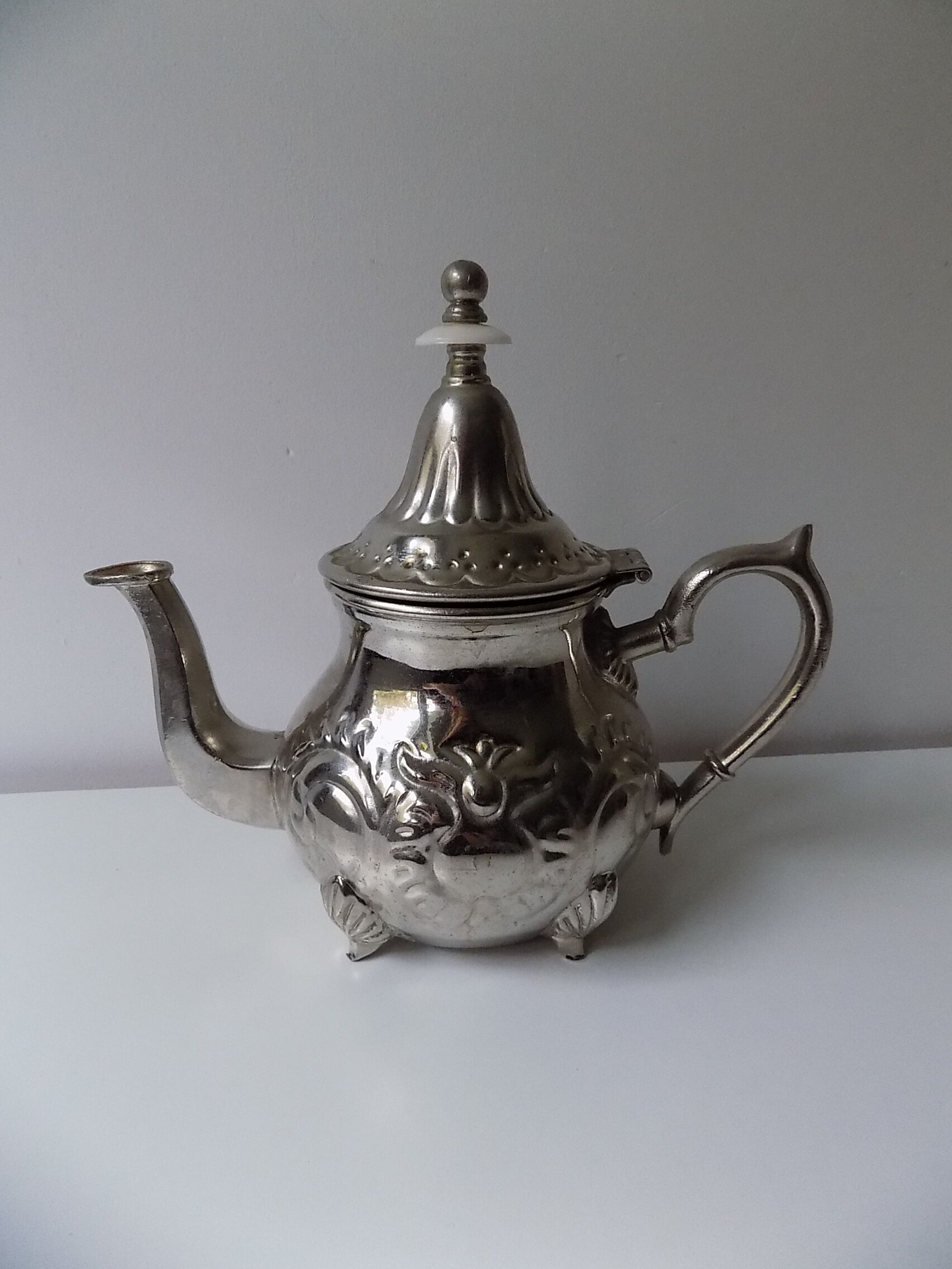 Silver metal teapot