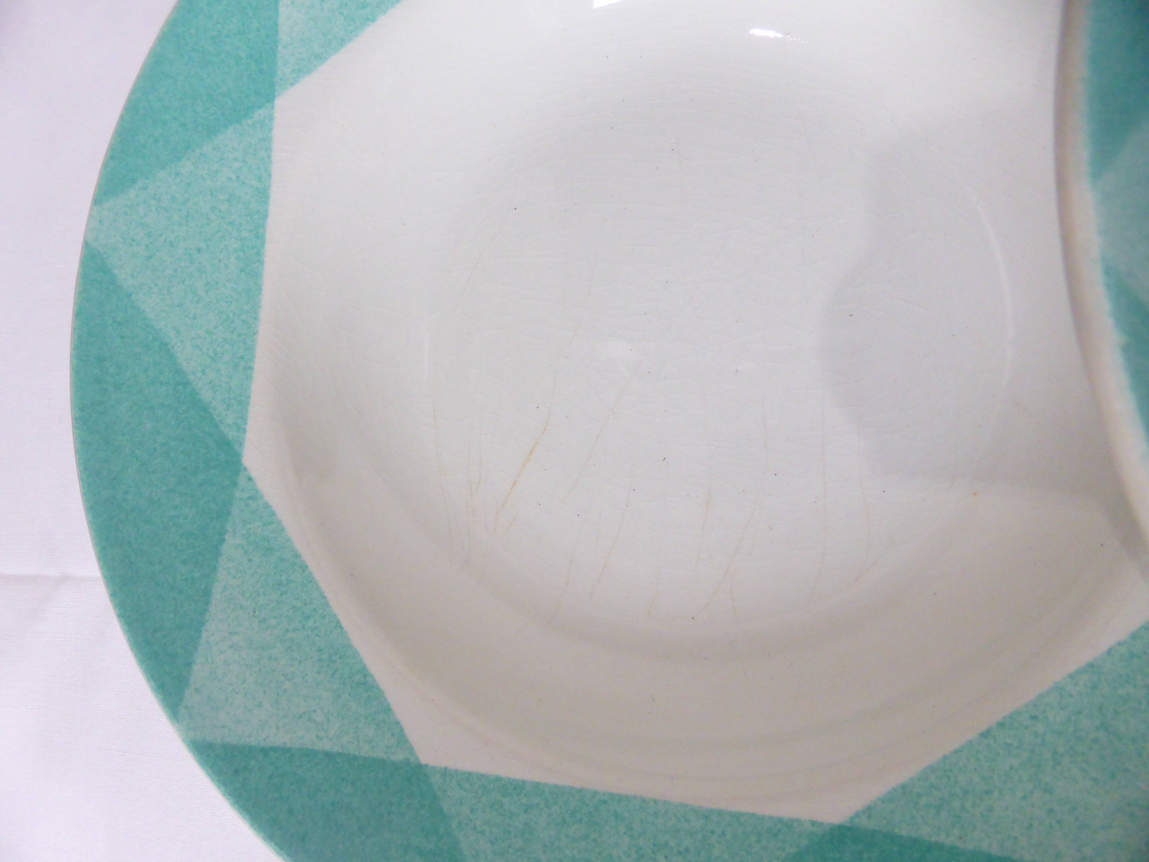 4 vintage geometric pattern soup plates 220510