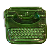 Ashtray typewriter dabbling ceramic enamelled vintage green