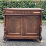 Henri II two-door sideboard in solid wood and marble