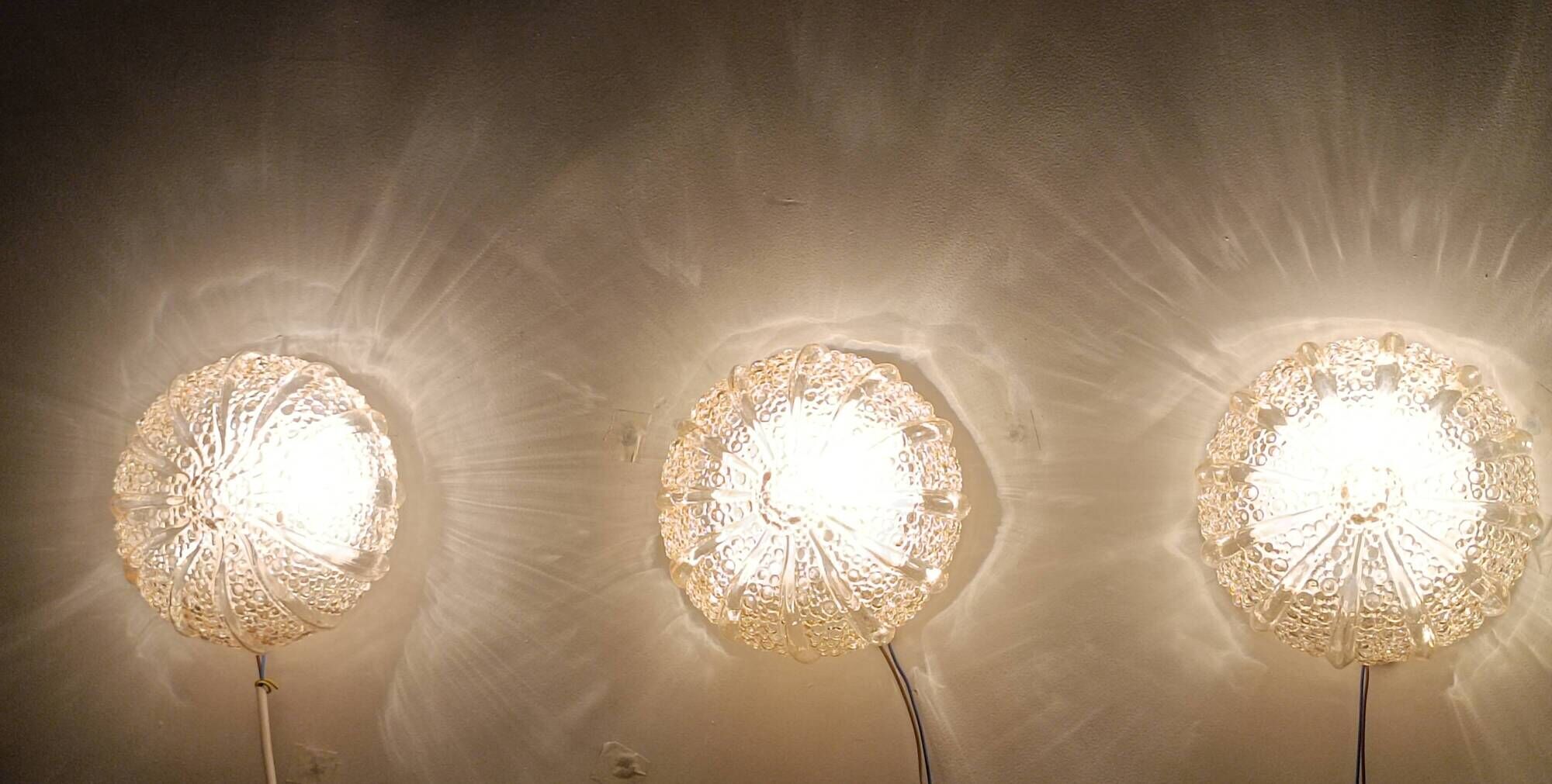 Bubble wall lights by Helena Tynell for Glashutte Limburg 1970s