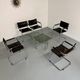 Lot of 5 tubular metal leather chairs designed by Mart Stam, Bauhaus, 1970s.