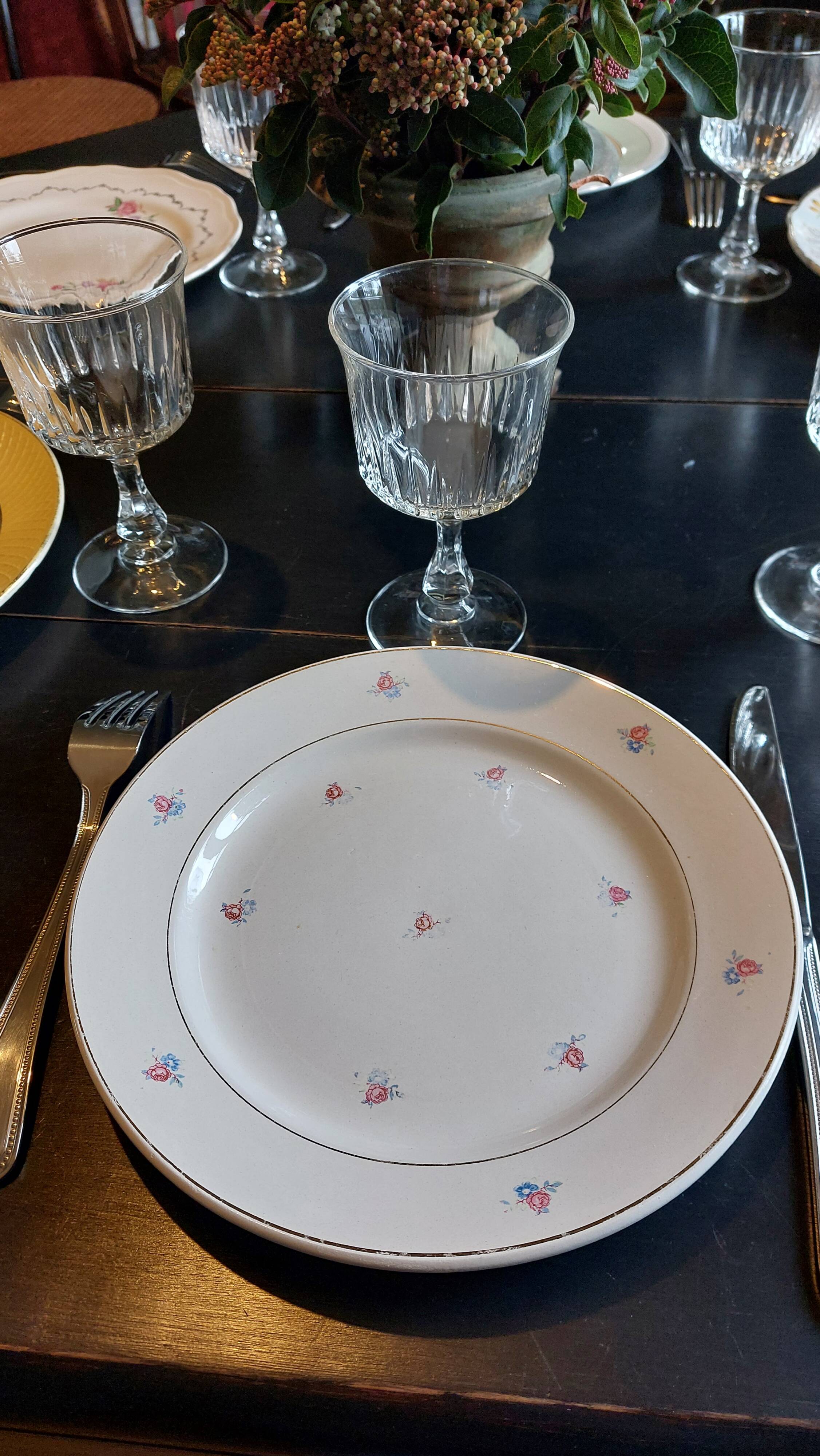 Mismatched vintage dinner plates