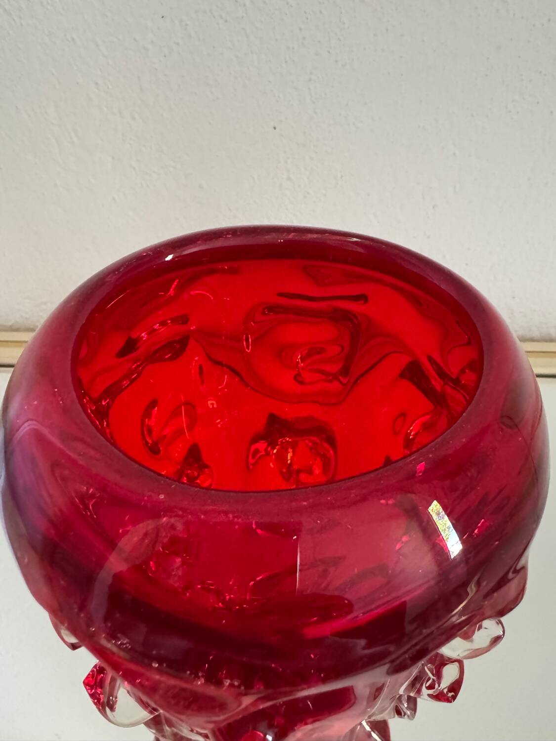 Red Murano glass vase from the 70s