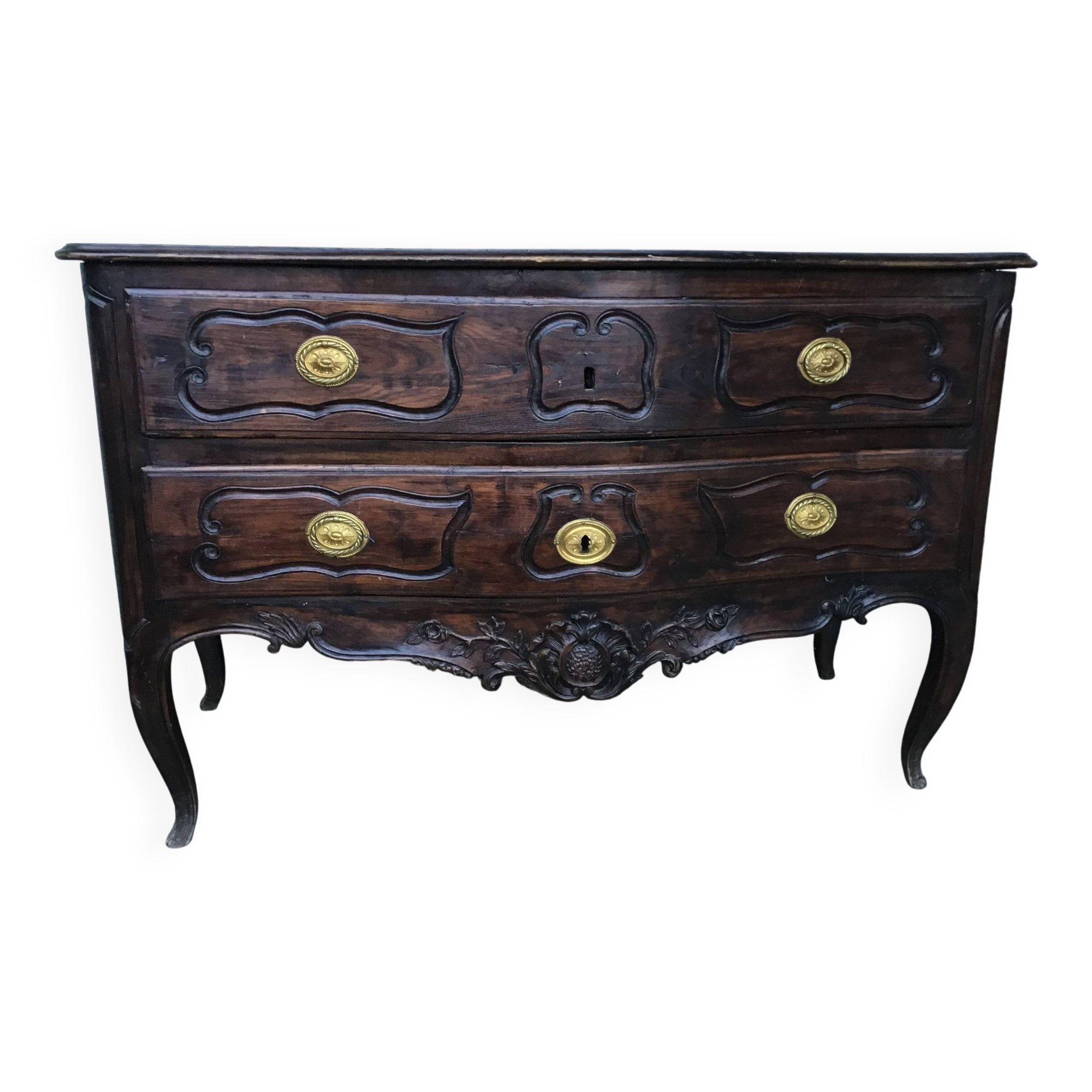 Louis XV sauté pan curved on all sides with 2 drawers on the front