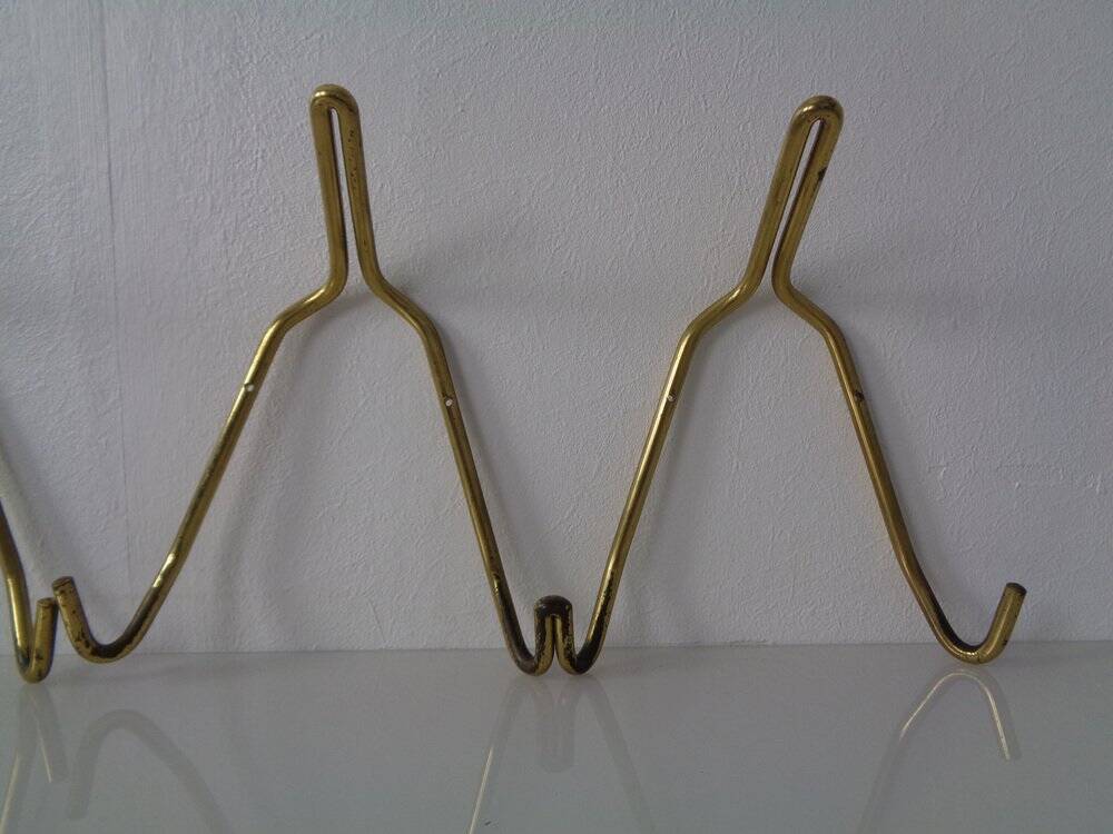 Mid-Century Brass Coat Hooks, 1950s, Set of 2