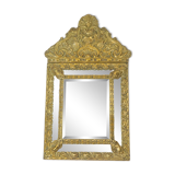 Antique Cushion Mirror Repousse Mirror Facet France 19th Century