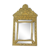 Miroir Coussin Ancien Miroir Repoussé Facetté France 19ème Siècle
